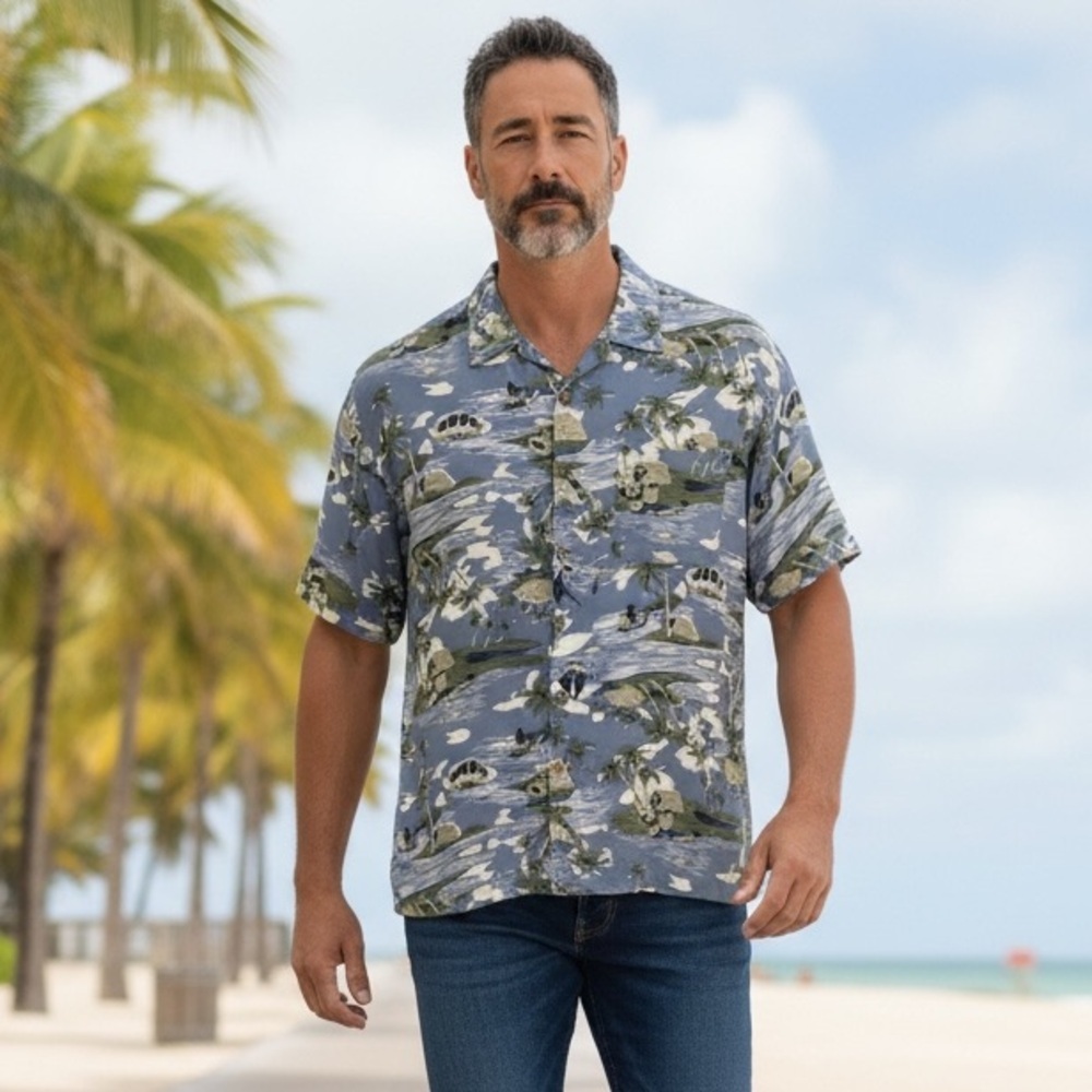 BF152 Original Island Sport Rayon Beach Shirt M